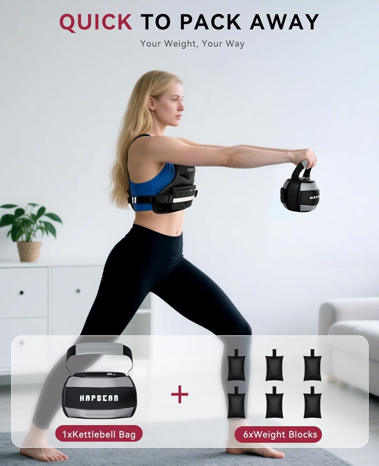 Adjustable Weighted Vest for Men and Women, 4-10 Lbs with 6 Ironsand Weights and Large Pocket Includes Kettlebell Pouch for Workout, Strength Training, Running, Walking, Weight Loss