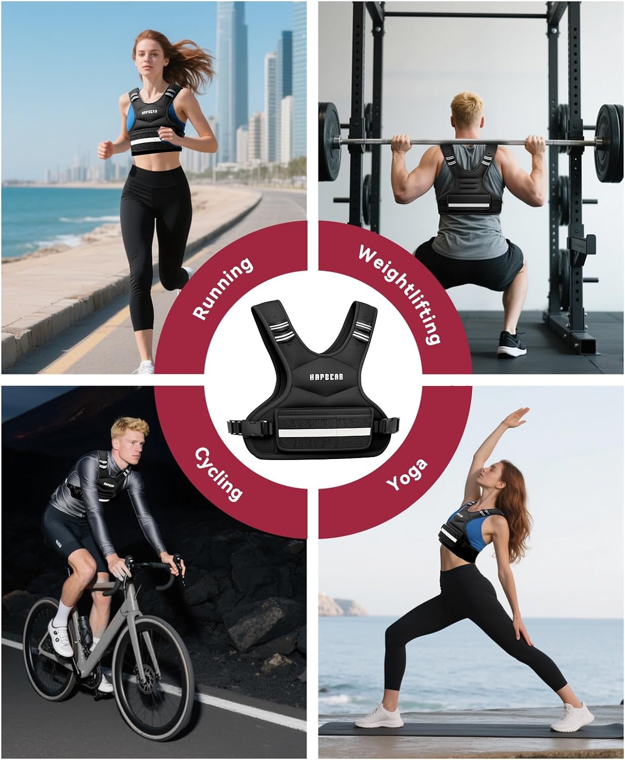 Adjustable Weighted Vest for Men and Women, 4-10 Lbs with 6 Ironsand Weights and Large Pocket Includes Kettlebell Pouch for Workout, Strength Training, Running, Walking, Weight Loss