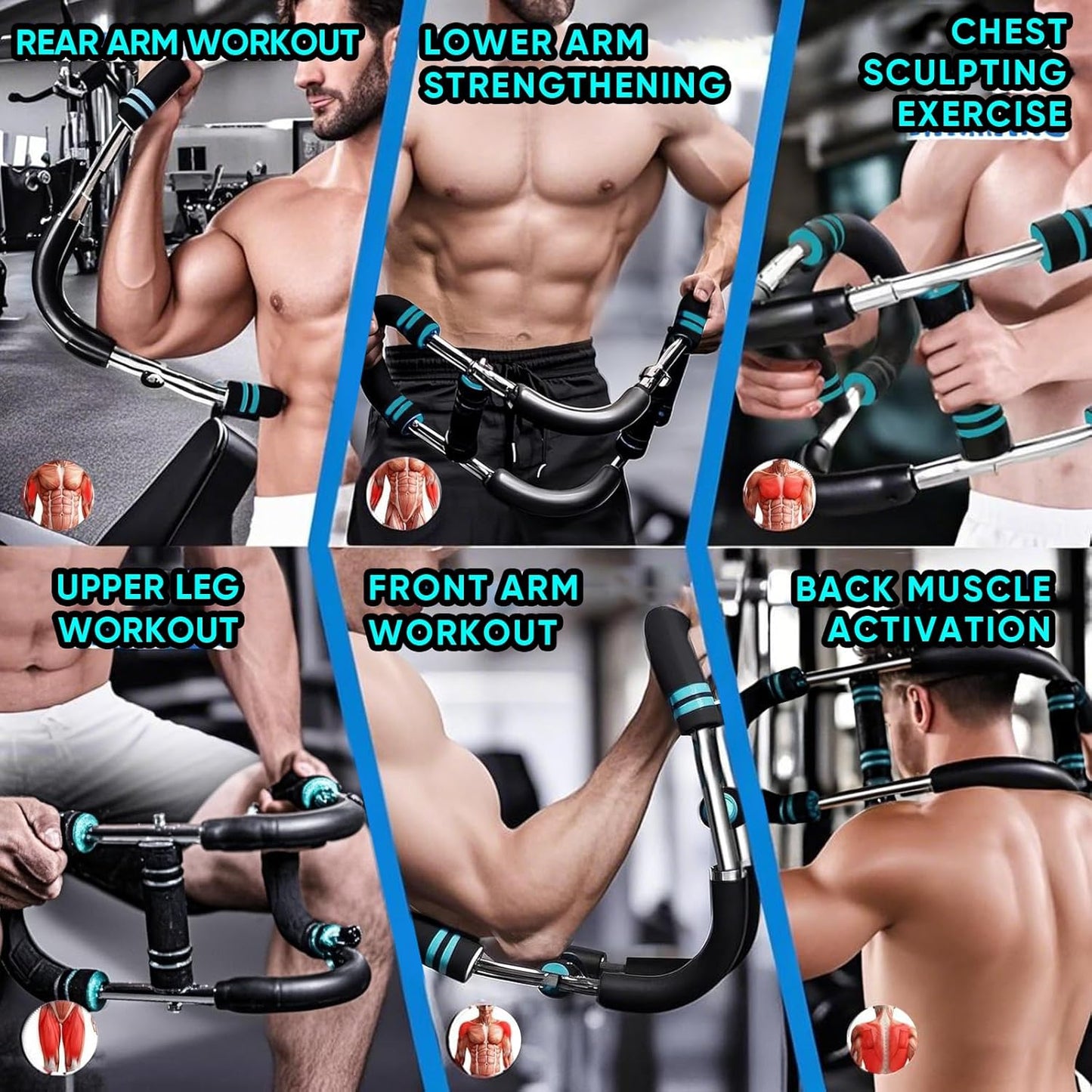 Twister Arm Trainer, Adjustable Arm and Chest Workout Equipment, Portable U-Shape Strength Training Bar for Men & Women, Spring Resistance Arm Exerciser for Home Gym & Fitness