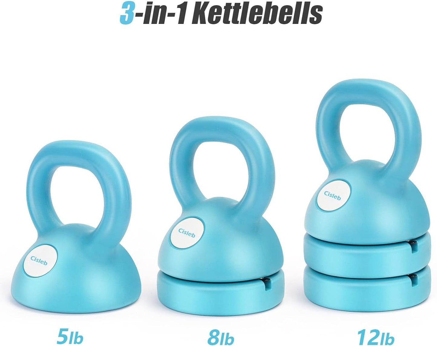 Adjustable Kettlebell Weight Set: 3-In-1 Kettlebells (5Lbs 8Lbs 12Lbs) for Home Gym Full-Body Workout Strength Training Weight Loss | Good for Beginners