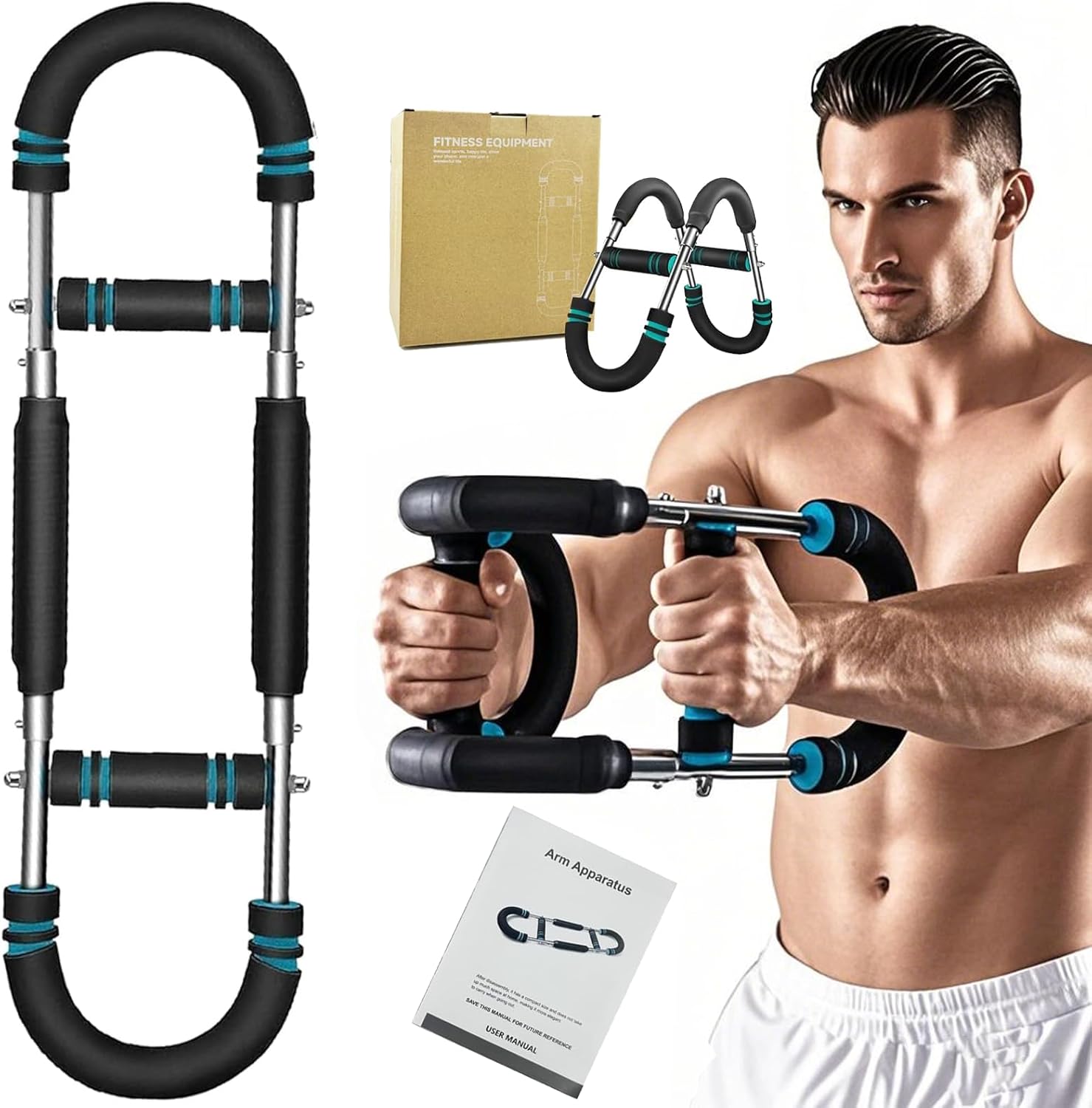 Twister Arm Trainer, Adjustable Arm and Chest Workout Equipment, Portable U-Shape Strength Training Bar for Men & Women, Spring Resistance Arm Exerciser for Home Gym & Fitness