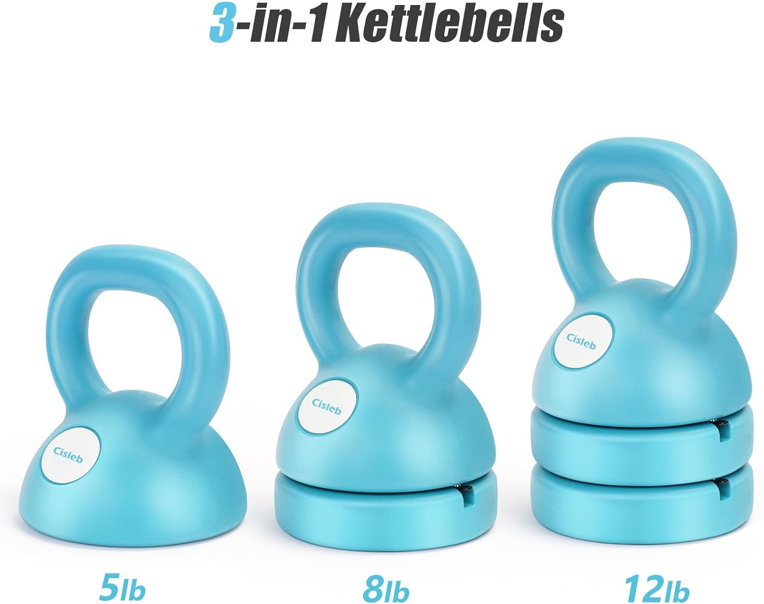 Adjustable Kettlebell Weight Set: 3-In-1 Kettlebells (5Lbs 8Lbs 12Lbs) for Home Gym Full-Body Workout Strength Training Weight Loss | Good for Beginners